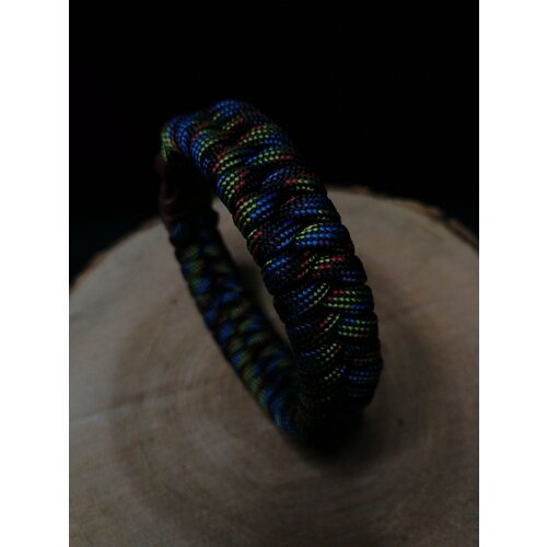 Плетеный браслет Плетеный браслет из паракорда, пластик, 1 шт., размер 21 см, черный, фиолетовый