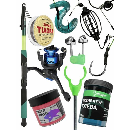 фото Готовый рыболовный набор, подарочный набор рыболову, рыболовные принадлежности, удилище телескопическое 1,8 м, 5 секций, тест 30-60 г нет бренда