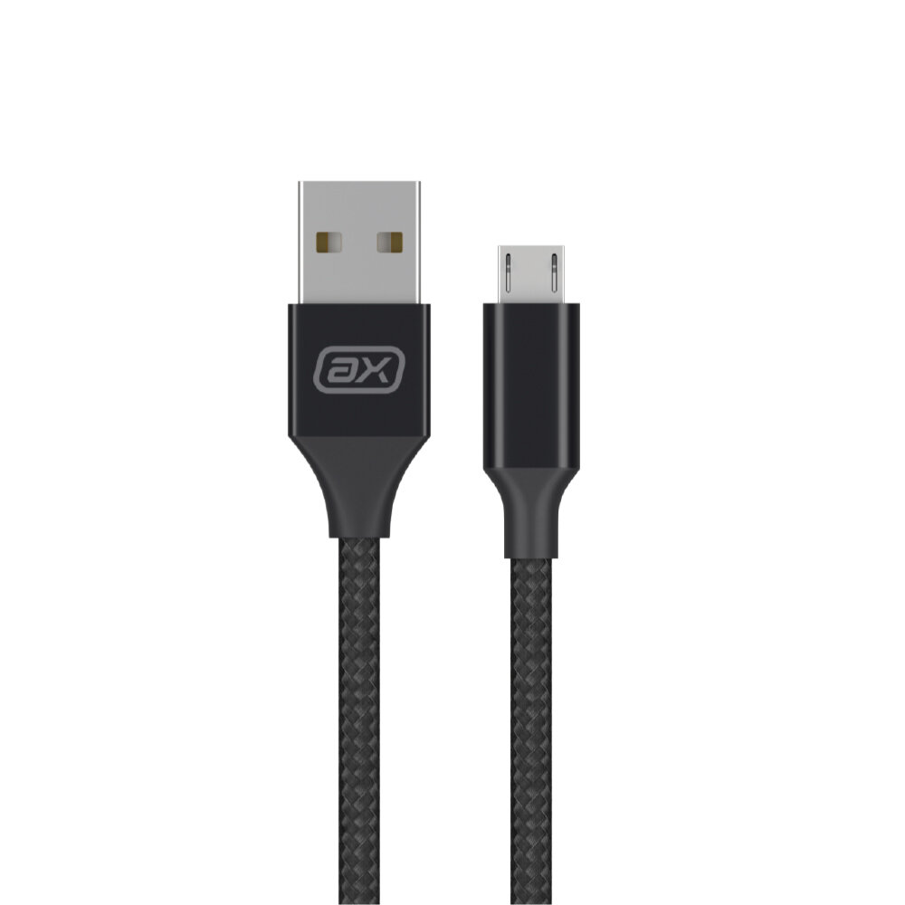 Дата-кабель USB - micro-USB, 2A, 1 м, черный, нейлон, ахха, ахха 7261