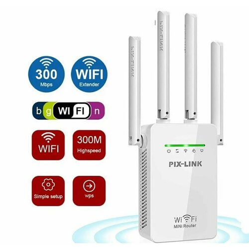 Ретранслятор Wi-Fi-сигнала PIX-LINK LV-WR02EQ, белый