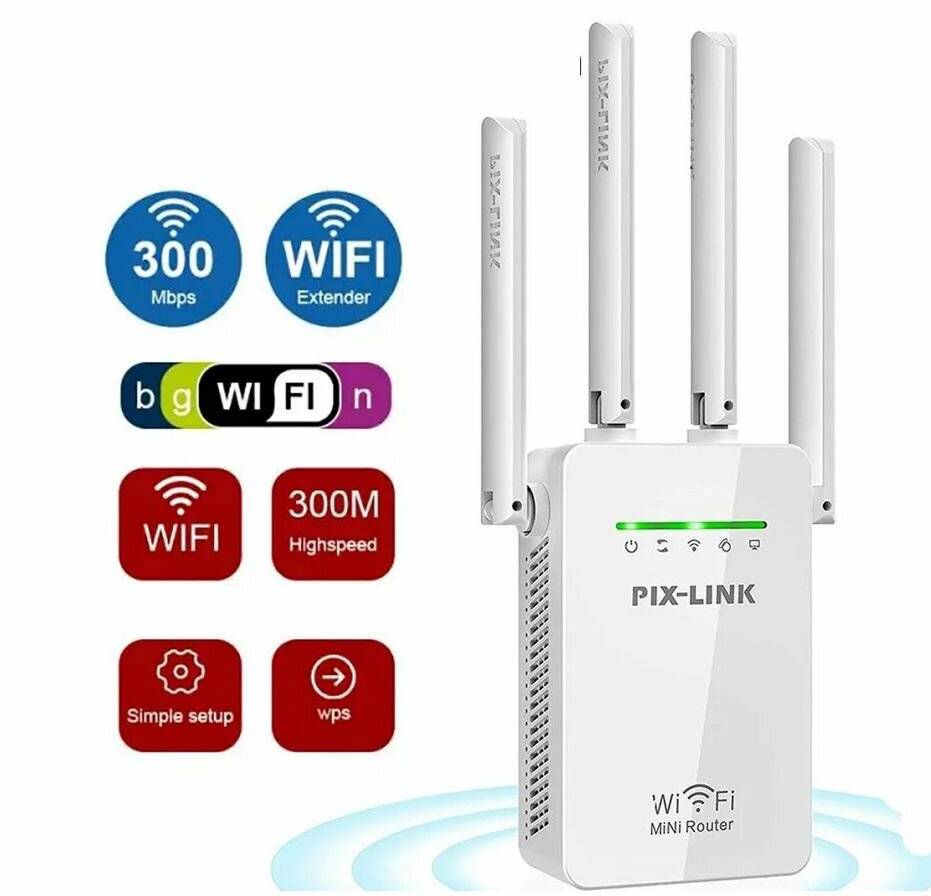 Ретранслятор Wi-Fi-сигнала PIX-LINK LV-WR02EQ, белый