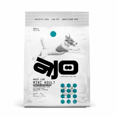 Корм для собак AJO 2кг малых пород курица с гречкой