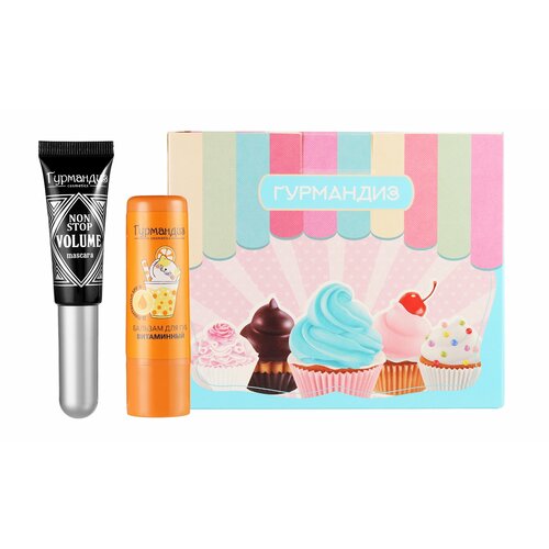 Гурмандиз Набор (Тушь для ресниц 9 мл, Черная + Бальзам для губ Витаминный, 4,2 г)