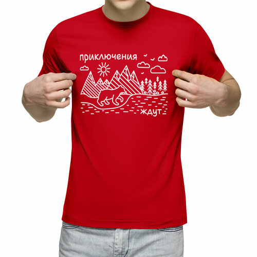 Футболка Us Basic, размер L, красный мужская футболка медведь и горы графика s белый