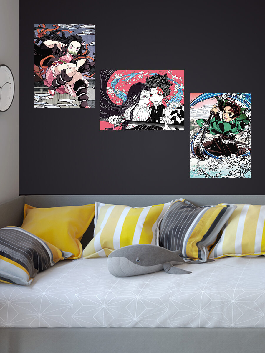 Плакат аниме Homepick 3шт А3  Клинок рассекающий демонов KlinokDemonov1 37778   420х297 мм Постер 