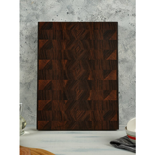 Кухонная торцевая разделочная доска из древесины Африканского дерева Амазаку SBwooD 40*30*4см