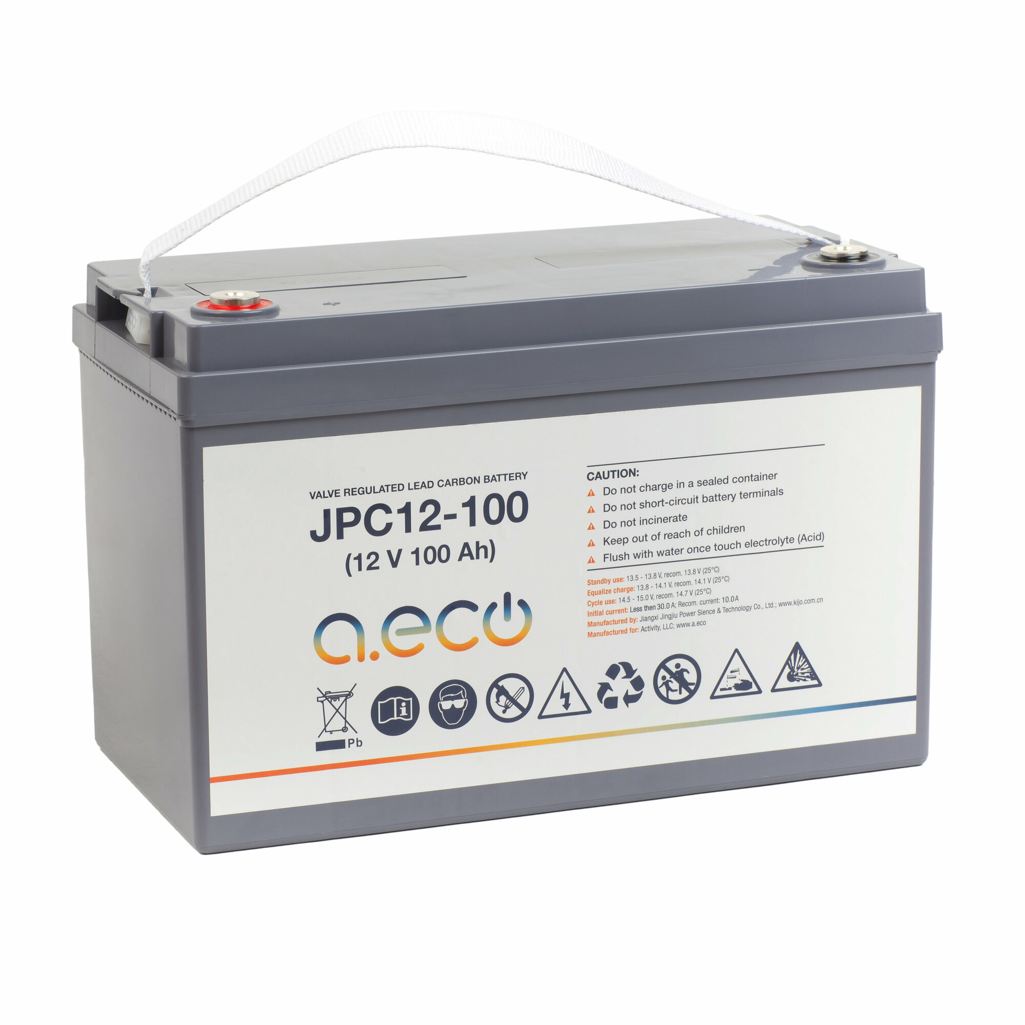 Карбоновый AGM аккумулятор AECO JPC12-100 (12 В / 100 Ач)