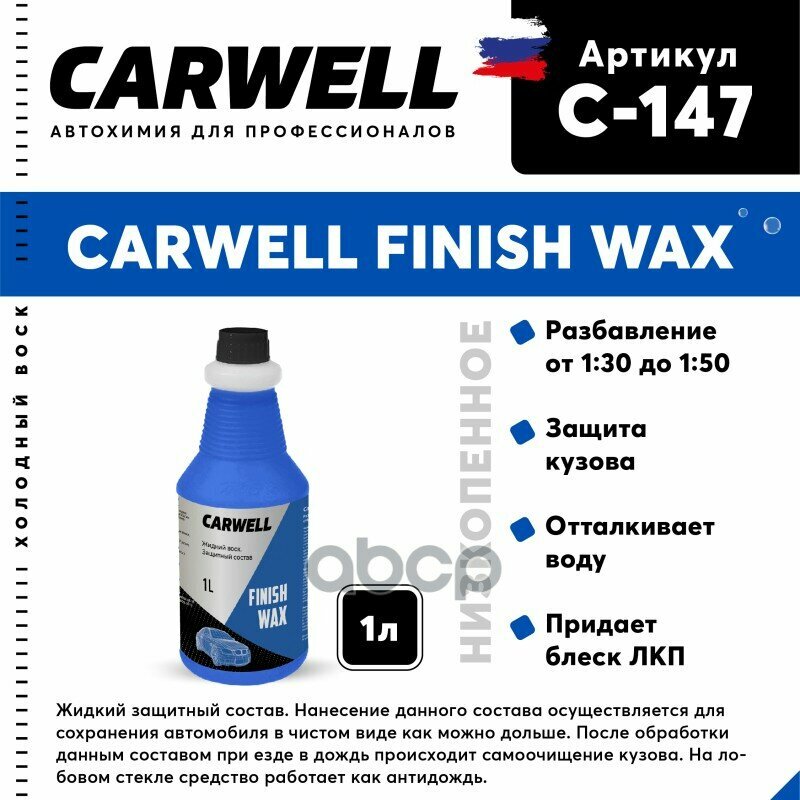 C147 CARWELL Средство Быстрая Сушка Воск холодный 1л Nano Finish Wax CARWELL