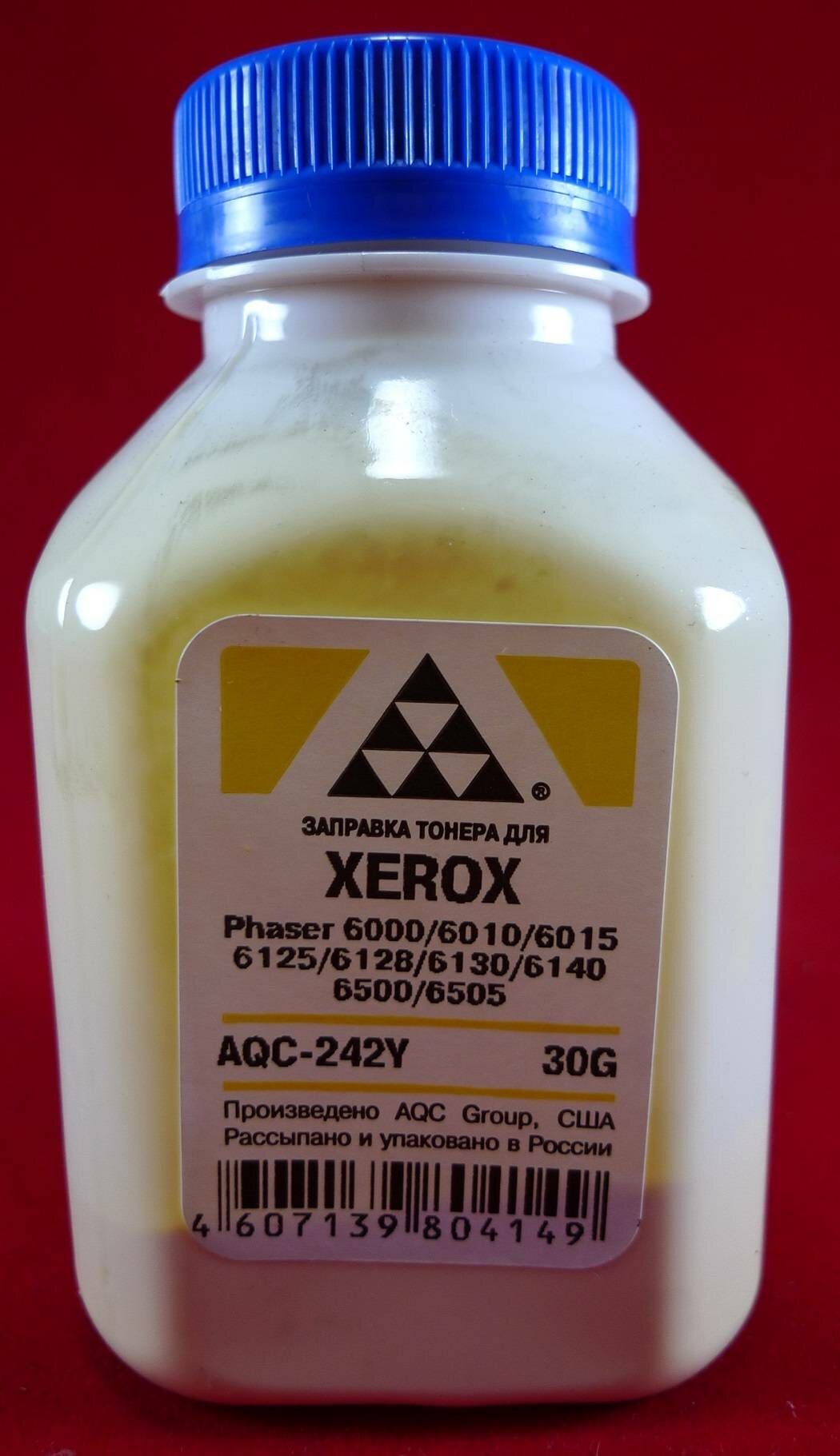 Тонер XEROX Phaser 6000/6010/6015/6125/6128/6130/6140/6500/6505 Yellow (фл. 30г) (AQC-США) фас. Россия