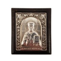 Икона гальв Св. Николай Чудотворец серебрение пластик #57880