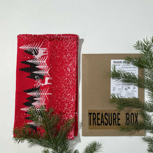 Дорожка новогодняя, 39% хлопок 61% лен, рисунок принт 