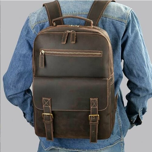 Рюкзак GENUINE LEATHER, коричневый