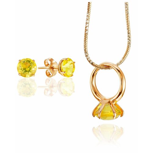 фото Комплект бижутерии: подвеска, серьги, янтарь, желтый amberhandmade