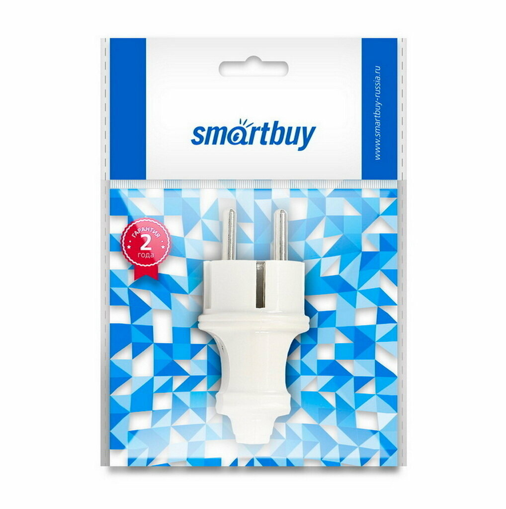 Вилка Smartbuy, прямая с заземлением белая 16А 250В (SBE-16-P01-w)