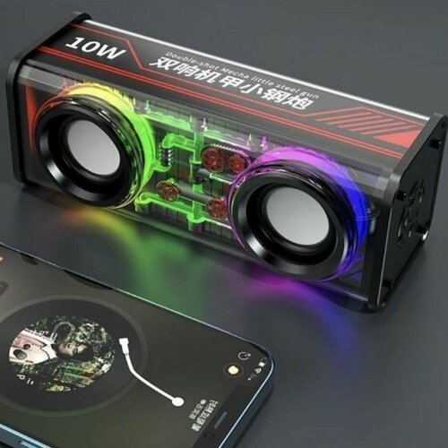 Bluetooth сабвуфер с объемным стерео звуком и светодиодной подсветкой V8 черный 159900₽