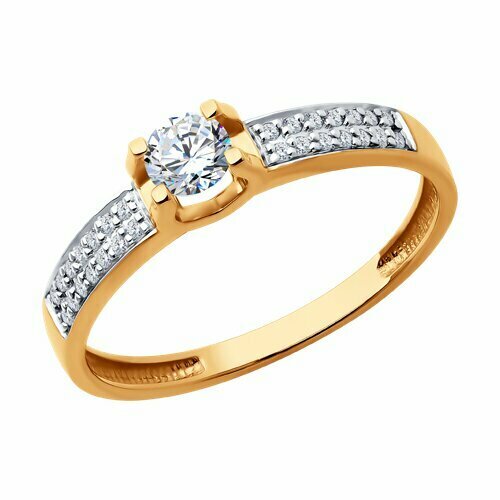 фото Кольцо помолвочное diamant online, золото, 585 проба, бриллиант, размер 17, прозрачный