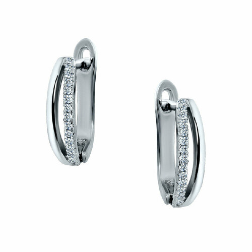 Серьги Fidelis, серебро, 925 проба, родирование, фианит, золотой