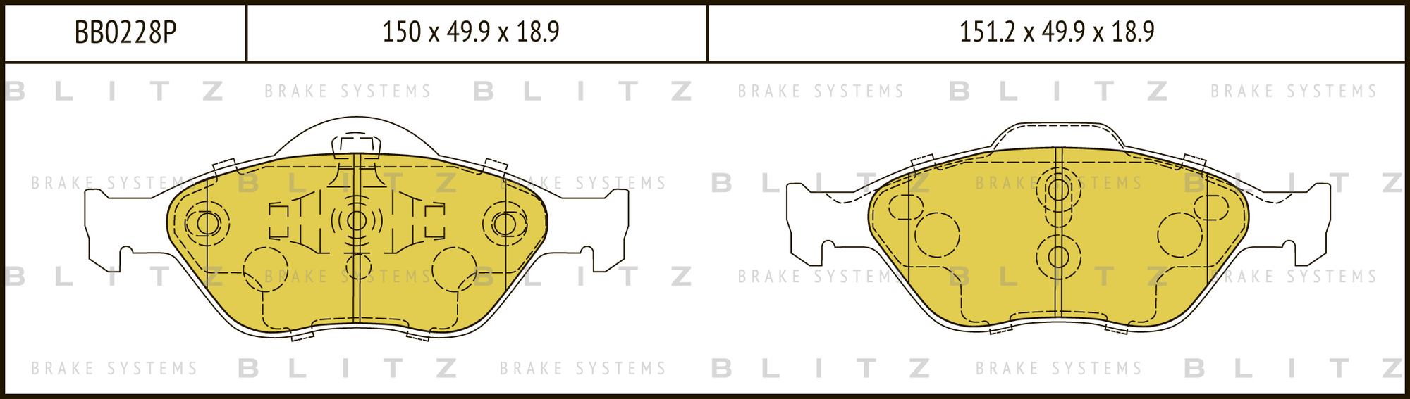 BLITZ BB0228P колодки дисковые передние\ Ford (Форд) Fiesta (Фиеста) 1.3-1.6 / 1.4tdci / 1.8di 00