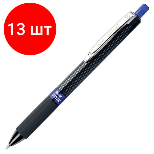 pentel ручка гелевая автоматич oh gel d 0 7 мм 12 шт k497 b красные чернила Комплект 13 шт, Ручка гелевая автоматическая с грипом PENTELOh! Gel, синяя, узел 0.7 мм, линия письма 0.35 мм, K497-CN