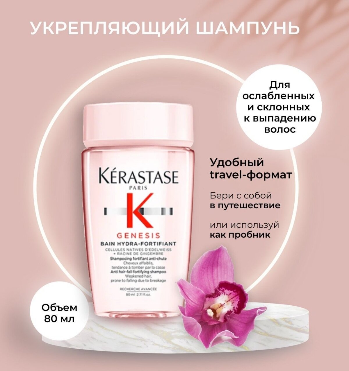 Kerastase шампунь-ванна Genesis Hydra-Fortifiant, 80 мл