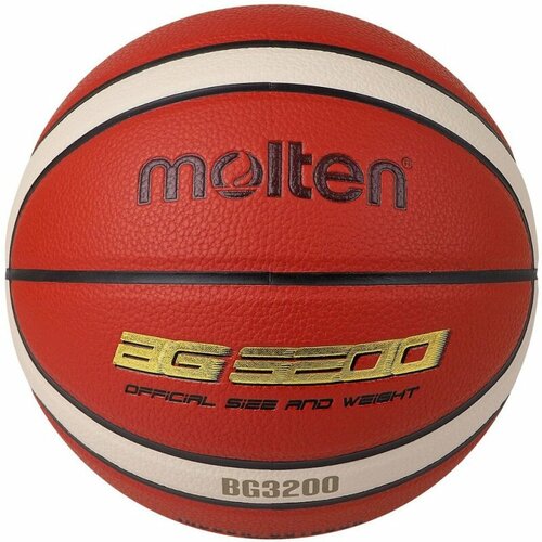 Мяч баскетбольный MOLTEN B6G3200 р.6, 12 пан, синтетическая кожа (ПУ), бутиловая камера , нейл. корд, кор-жел-чер