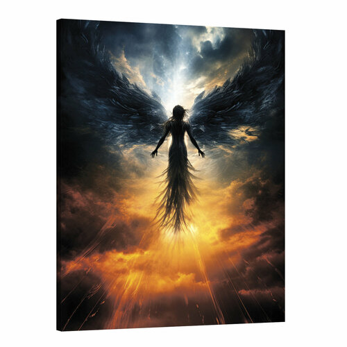 Интерьерная картина 50х70 "Ангел в облаках"