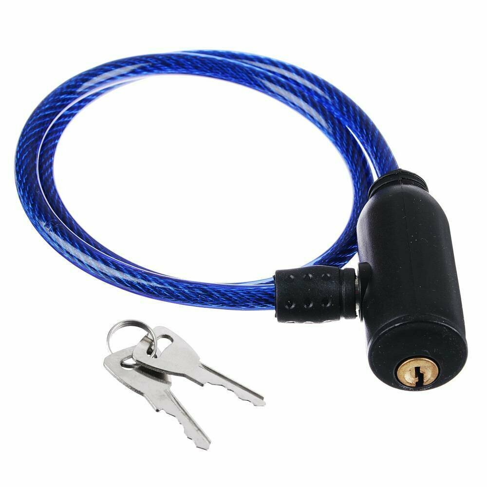 фото Замок противоугонный для велосипеда, коляски, самоката, с ключами, 75 см, синий-черный