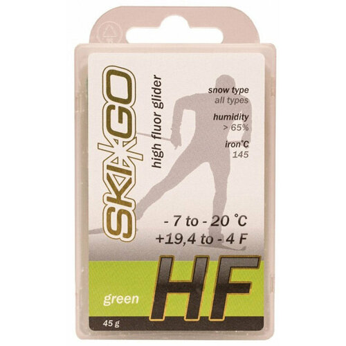 Парафин SkiGo HF Green, -7/-20, 45 г парафин высокофтористый skigo hf blue 3 10 45 г