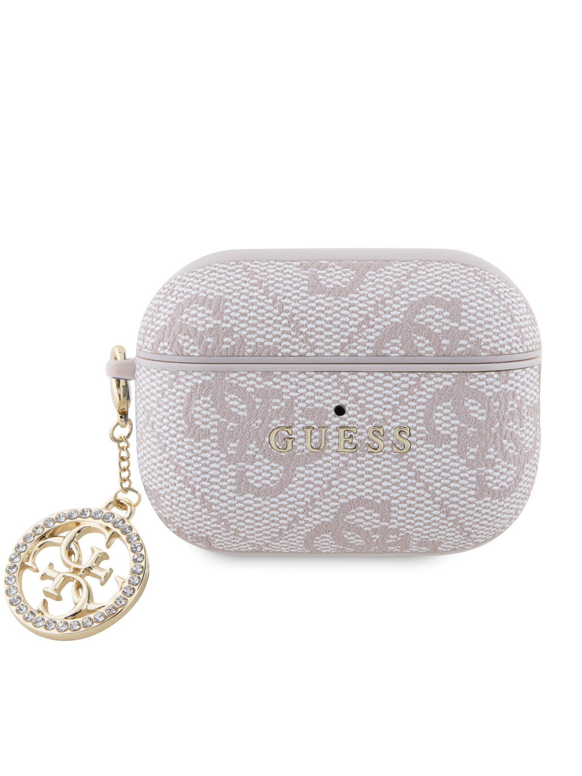 Guess для Airpods Pro 2 чехол PU leather 4G with metal logo and Diamond charm Pink