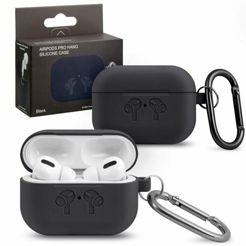 Силиконовый чехол для Apple AirPods Pro с карабином Black