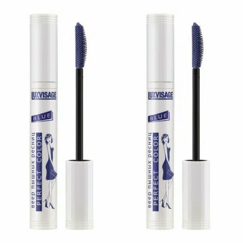 Тушь Luxvisage веер пышных ресниц perfect color, blue, 8 гр, 2 шт.