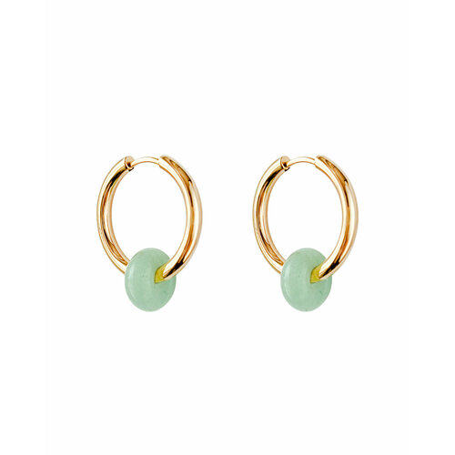 Серьги конго Strekoza Collection, авантюрин, размер 21 мм, золотой, зеленый