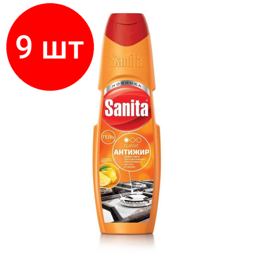 Комплект 9 штук, Средство для чистки плит санита гель Антижир 500г ассорт. Микроволновые печ