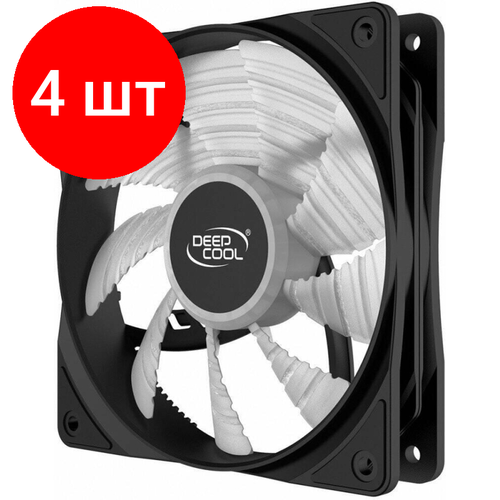 Комплект 4 штук, Вентилятор DEEPCOOL RF120B 120x120x25мм, LED Blue, 1300об/мин вентилятор для корпуса 120x120 мм aerocool rev blue 3пин 120x120x25мм 15 1дб 1200 об мин