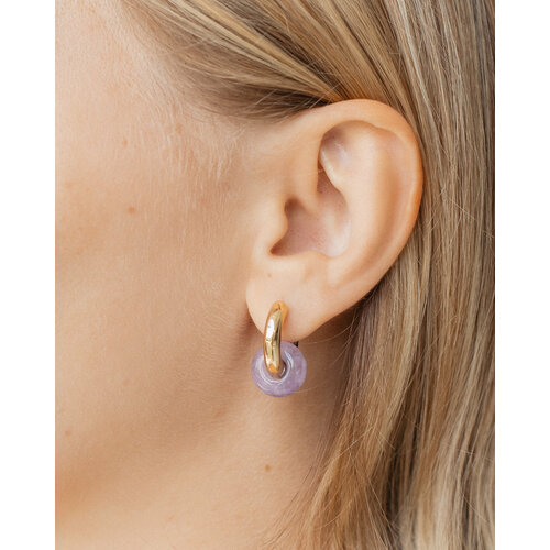 Серьги конго JIWA, аметист, золотой, серебряный