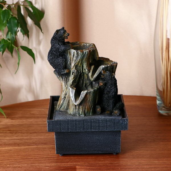 фото Фонтан "Мишки на брёвнах" 14х14х19 см