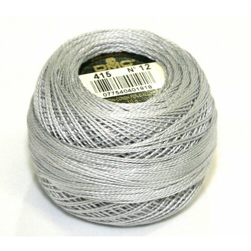 Нитки для вышивания DMC Pearl Cotton (№ 12, 10 гр. / 120 м. цвет: 415 - Жемчужно-Серый) нити для вышивания dmc pearl cotton 115ar 5 15 м цвет 3799 серый