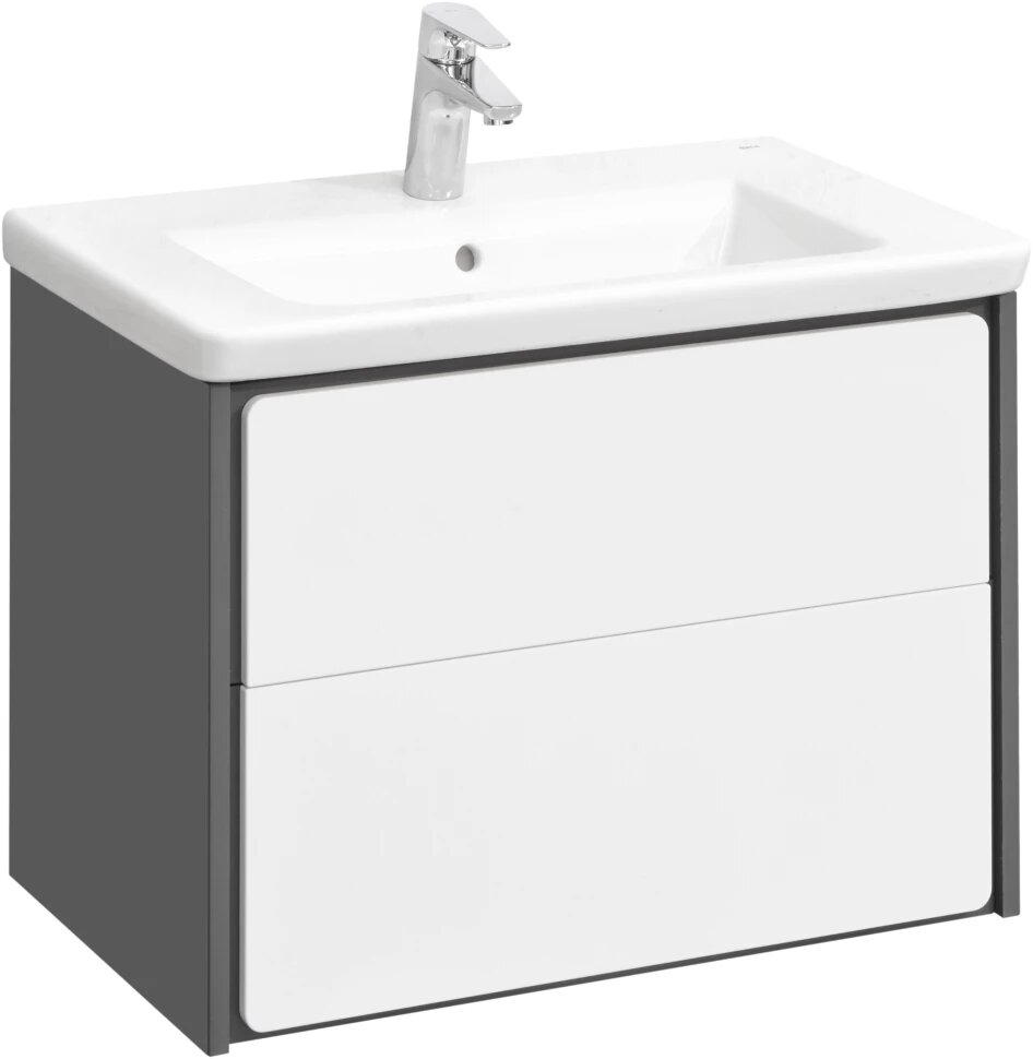 Тумба с раковиной белый глянец/антрацит 70 см Roca Ronda ZRU9302964 + 327471000