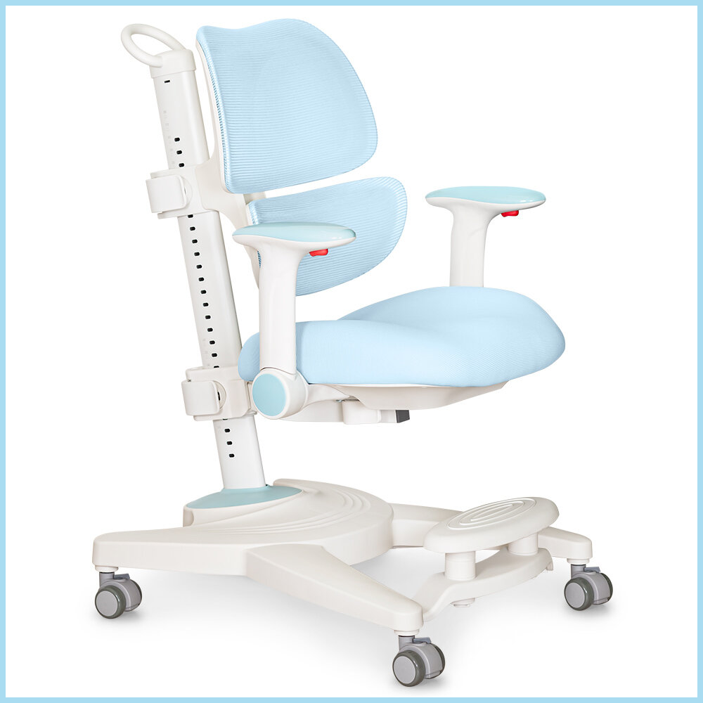 Растущее детское кресло для школьника Ergokids Space Air Blue (арт. Y-609 KBL) для обычных и растущих парт с подлокотниками, подставкой для ног и чехлом