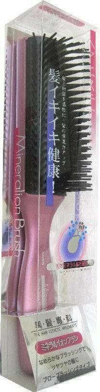 VeSS Массажная щетка для сухих и ослабленных волос Mineral Ion Blow Brush large, с минералами горных пород, большая, розовая