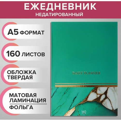 Ежедневник недатированный на сшивке А5 160 листов, картон 7БЦ, матовая ламинация, фольга 