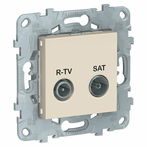Розетка R-TV/SAT проходная бежевый UNICA NEW, NU545644 розетка r tv sat проходная для скрытого монтажа механизм накладка