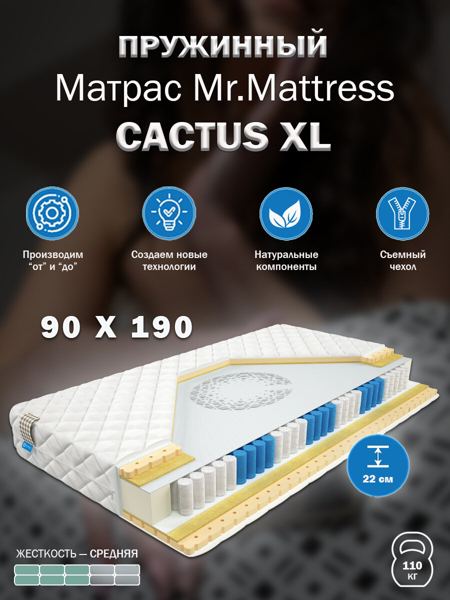 Матрас Mr.Mattress Cactus XL, 90x190 см, пружинный