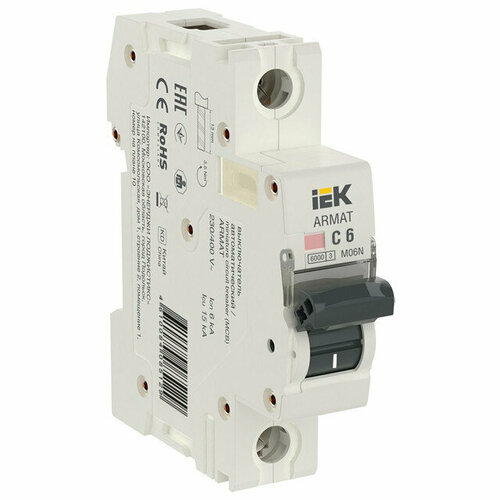 Выключатель автоматический iek armat m06n 1p c 6а 1840₽