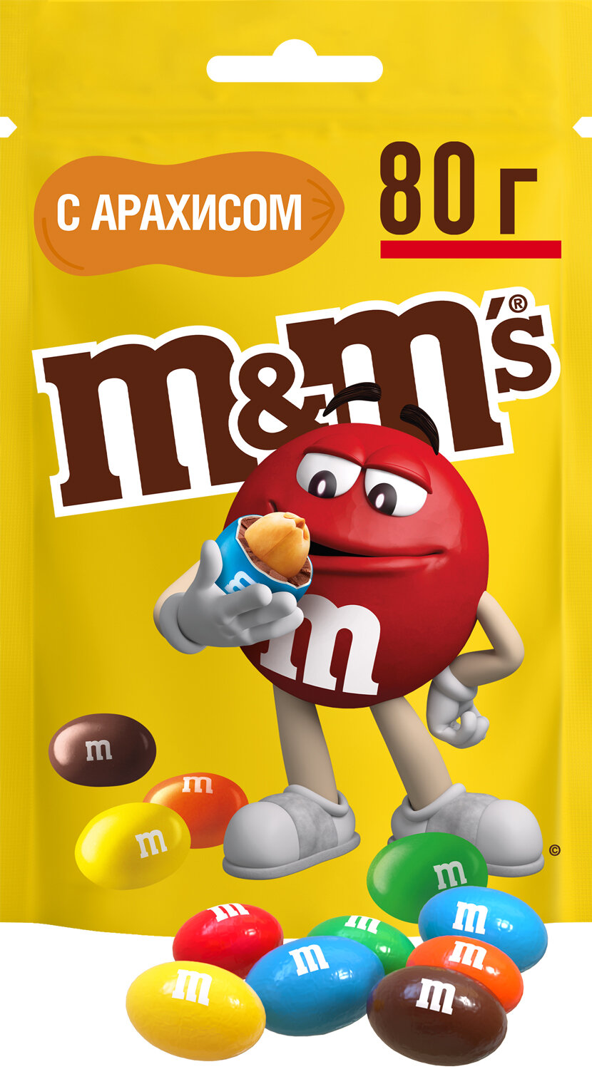 Конфеты M&M's драже с арахисом и молочным шоколадом, 80г