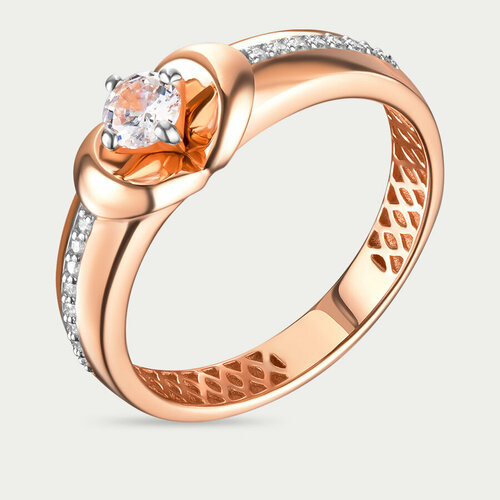 Кольцо помолвочное GOLD CENTER, красное золото, 585 проба, фианит, размер 18.5