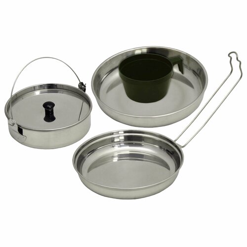 Походная посуда MFH 5 Piece Stainless Steel Cookware Set миска ferplast orion kc 50 250 мл 0 25 л нержавеющая сталь 1 13 1 см 2 5 см 13 1 см