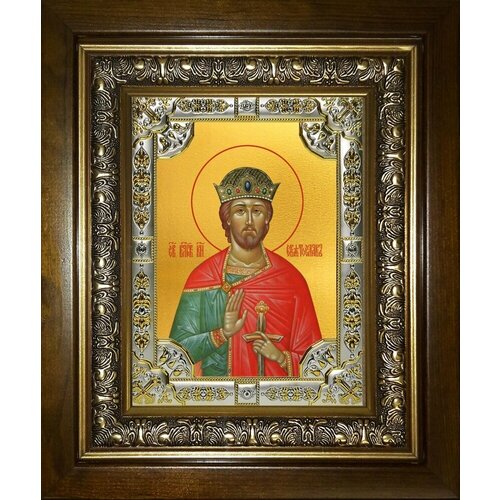 Икона Святой князь Святослав Юрьевский Владимирский в деревянном киоте