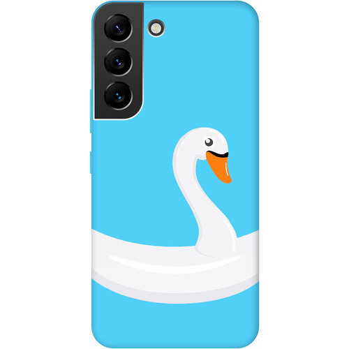 Силиконовый чехол на Samsung Galaxy S22, Самсунг С22 Silky Touch Premium с принтом Swan Swim Ring голубой силиконовый чехол на samsung galaxy a13 5g самсунг а13 silky touch premium с принтом swan swim ring голубой