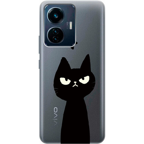 Силиконовый чехол на Vivo T1 / Виво Т1 с 3D принтом Disgruntled Cat прозрачный силиконовый чехол на vivo t1 виво т1 silky touch premium с принтом disgruntled cat сиреневый